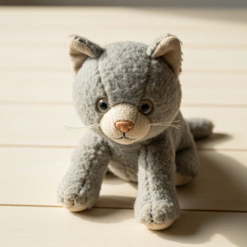 湯治前 - ねこのぬいちゃん、ふわふわ復活